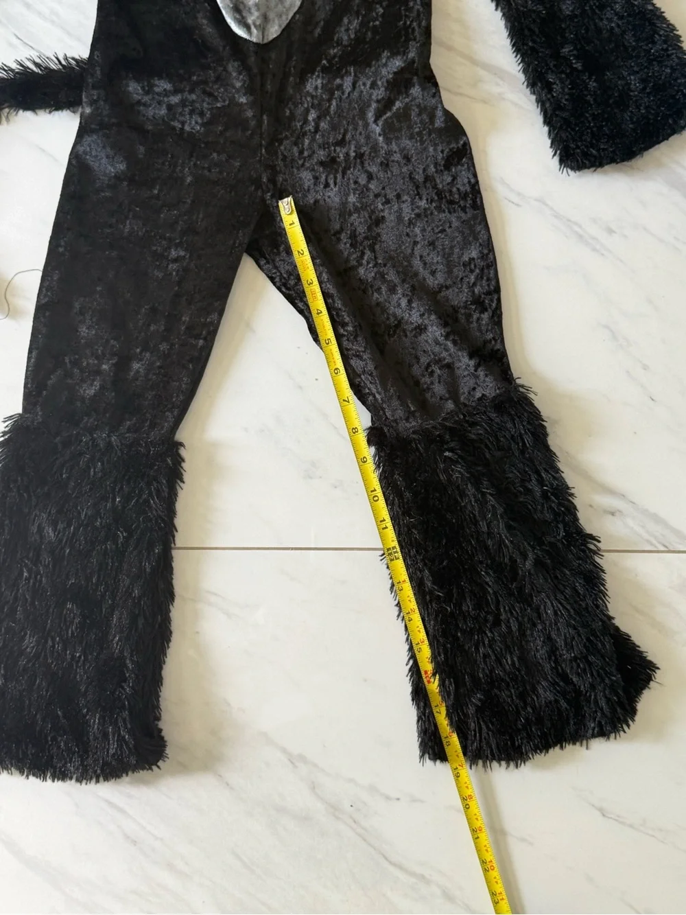 Spirit Kids Black Cat Costume Small Furry Velour Jumpsuit Tail Halloween size S